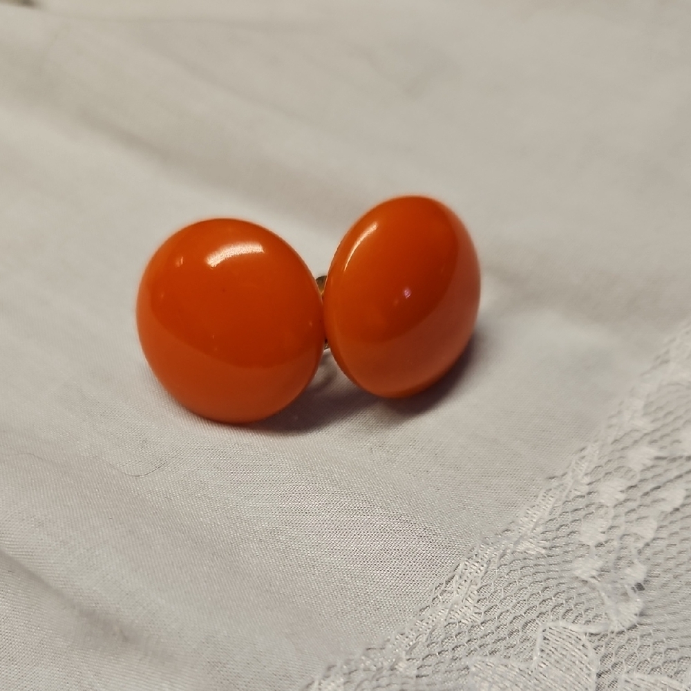 Orange Bakelite Screw Back Earrings